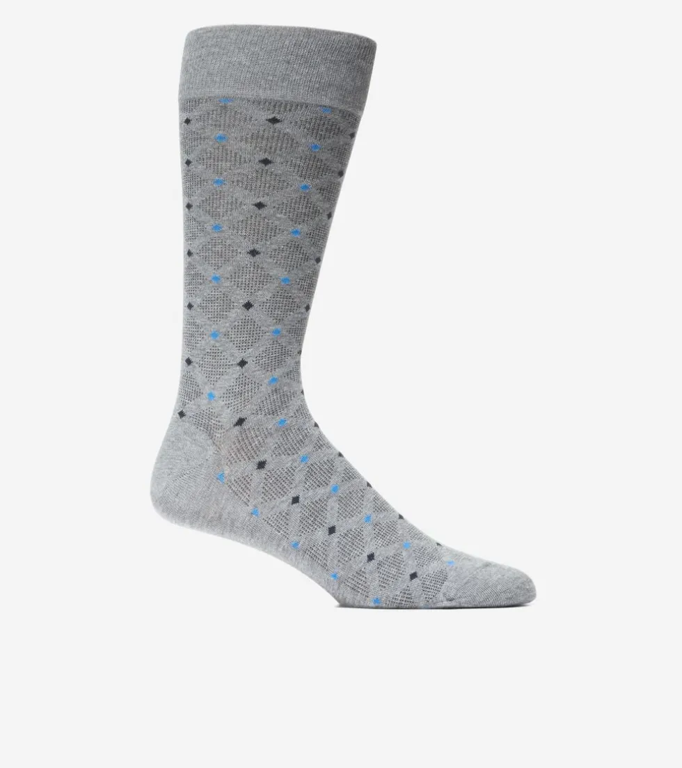 Cole Haan Socks*Men's Textured Diamond Dress Crew Socks MediumGrayHeather