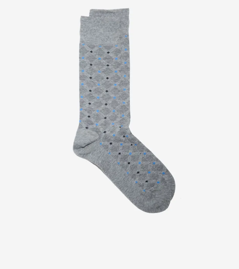 Cole Haan Socks*Men's Textured Diamond Dress Crew Socks MediumGrayHeather