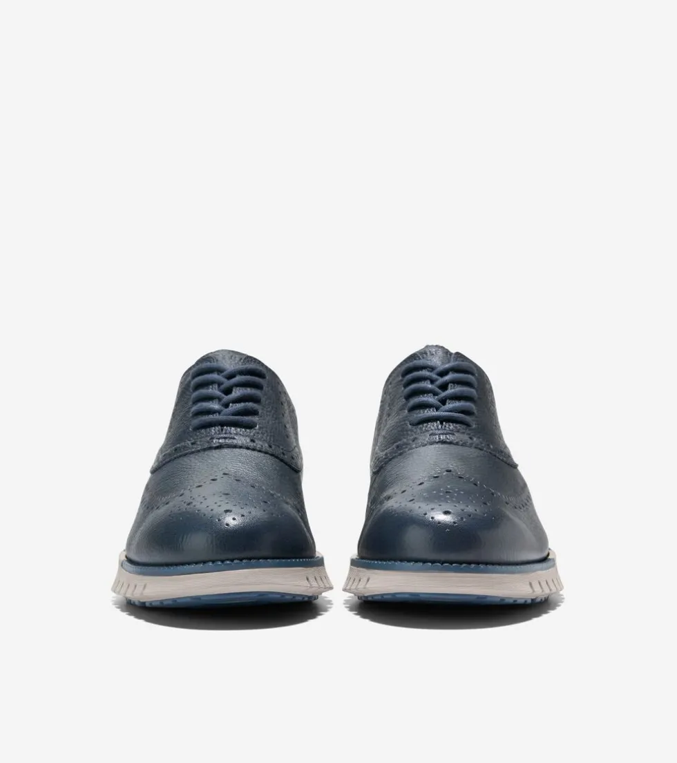 Cole Haan Oxfords*Men's ZERØGRAND Remastered Wingtip Oxfords Blueberry-EnsignBlue-Dove
