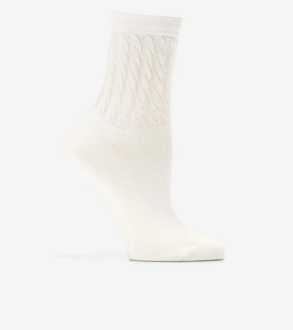 Cole Haan Socks*1 Pack Cable Knit Anklet Socks Ivory