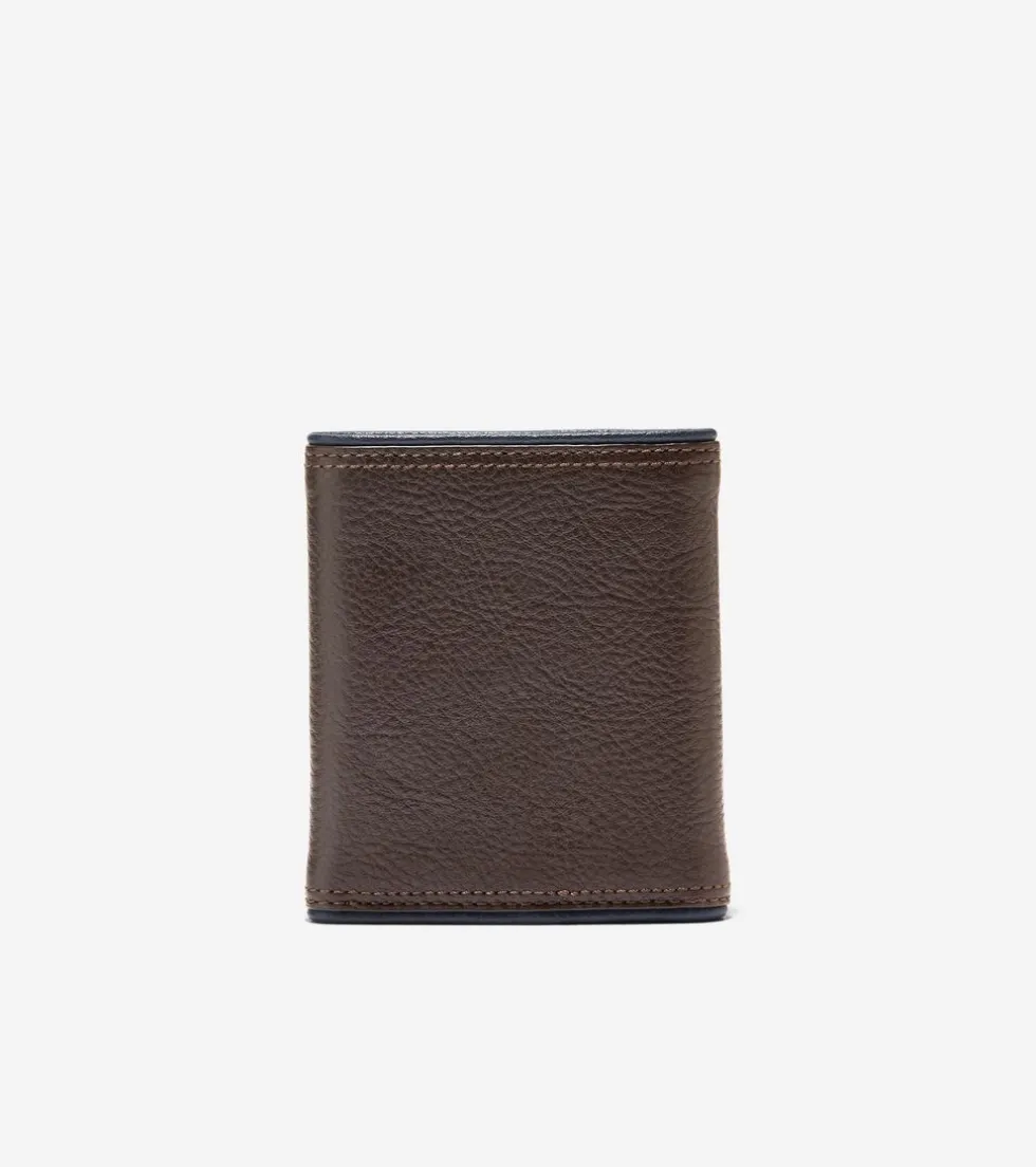 Cole Haan Wallets*Trifold Colored Edge Brown-Navy