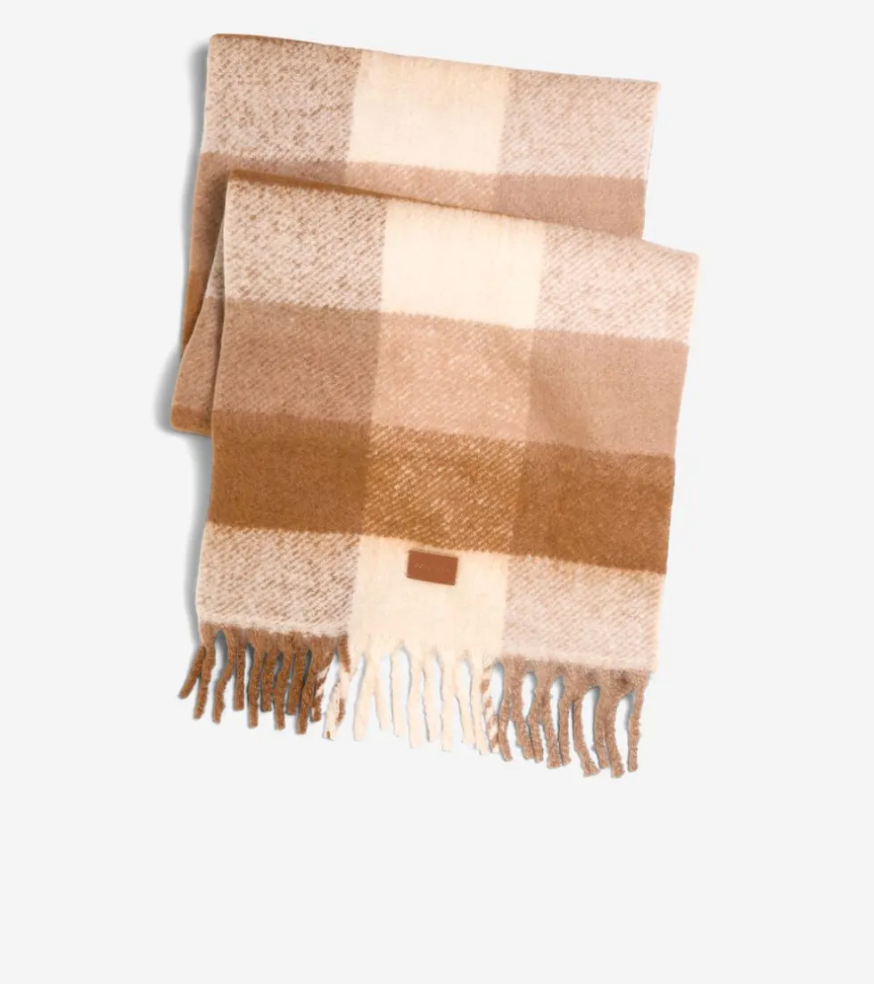womens_check_print_scarf_2.webp Cole Haan Hats, Gloves, & Scarves | Hats, Gloves, & Scarves*Women's Check Print Scarf OxfordTan