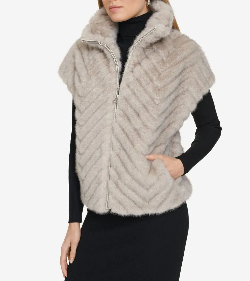 Cole Haan Vests | Outerwear*Women's Faux Fur Vest Grey