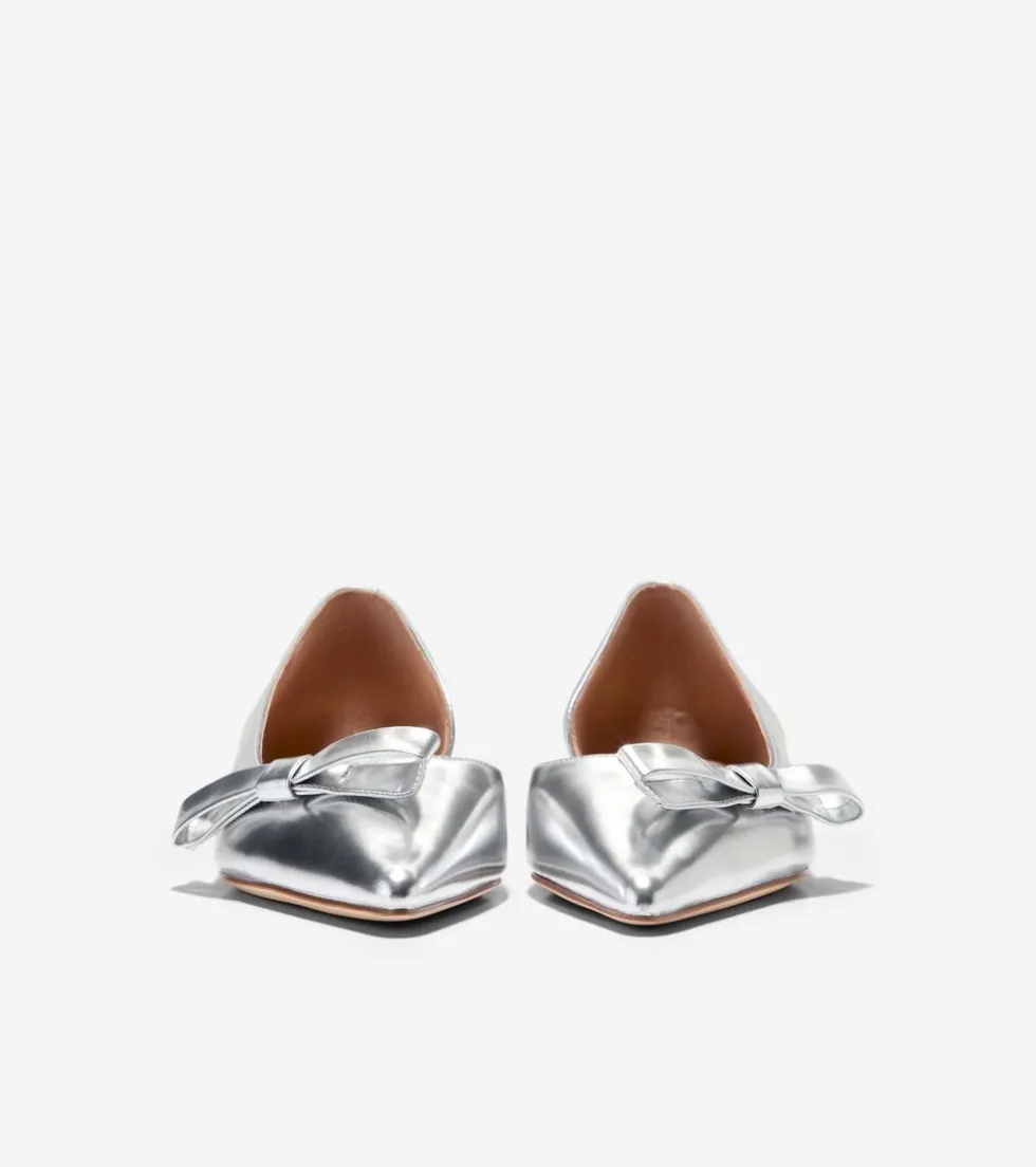 Cole Haan Dress Shoes | Flats & Ballets*Women's Noella Bow Skimmer Flats SilverSpecchio