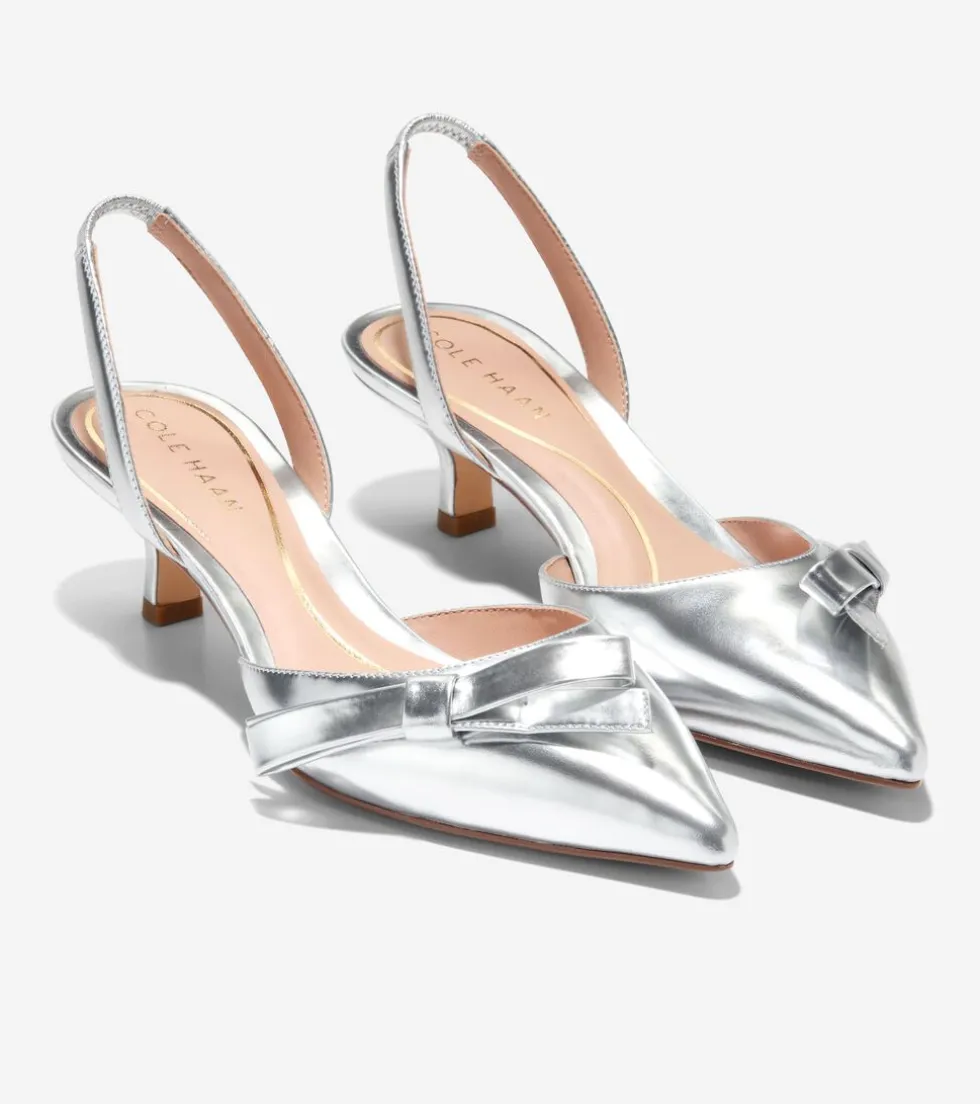 womens_noella_bow_slingback_pumps_4-2.webp Cole Haan Dress Shoes | Heels & Pumps*Women's Noella Bow Slingback Pumps SilverSpecchio
