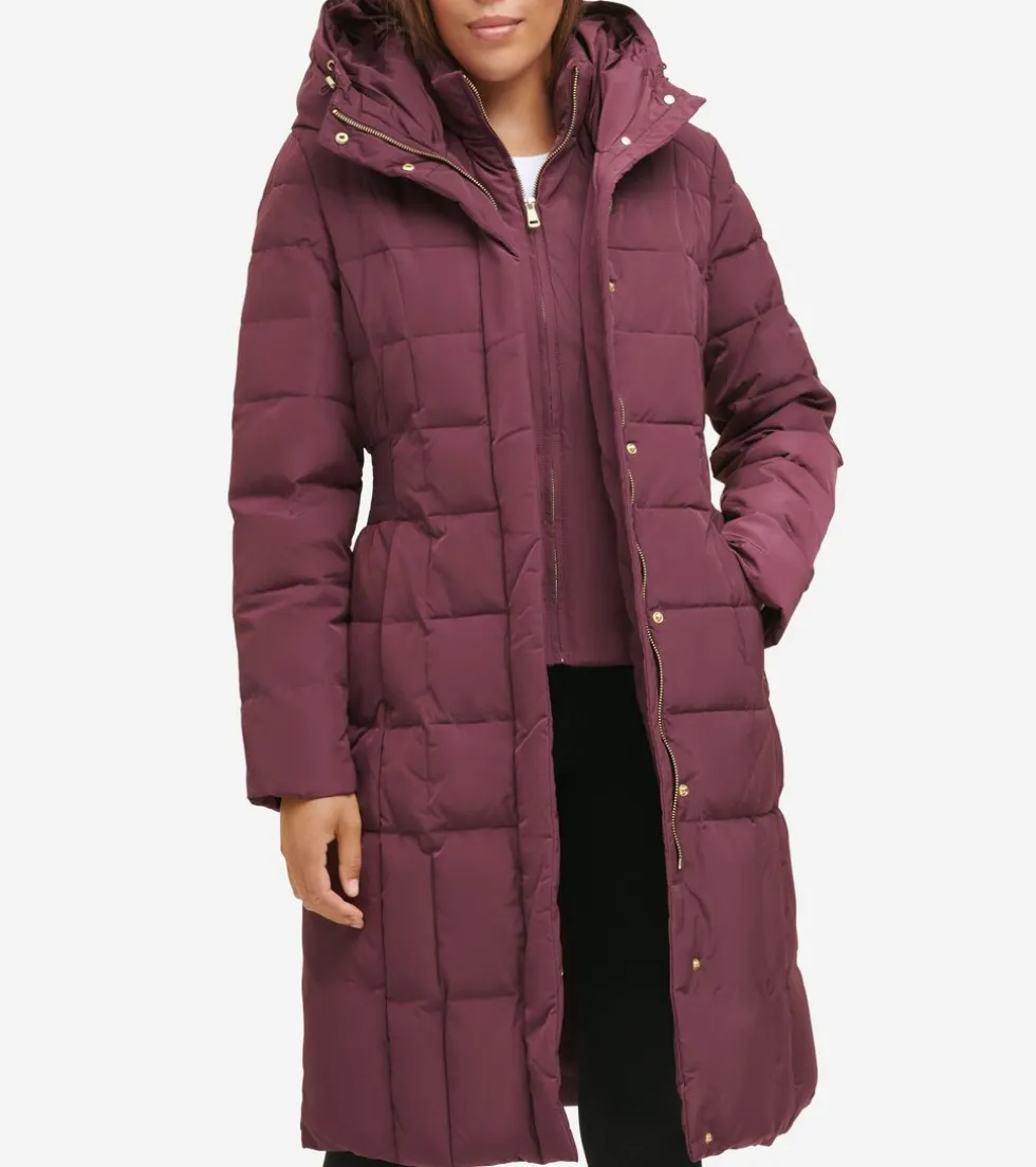 Cole Haan Puffer Jackets | Quilted Jackets*Women's 40" Taffeta Down Hooded Coat Merlot