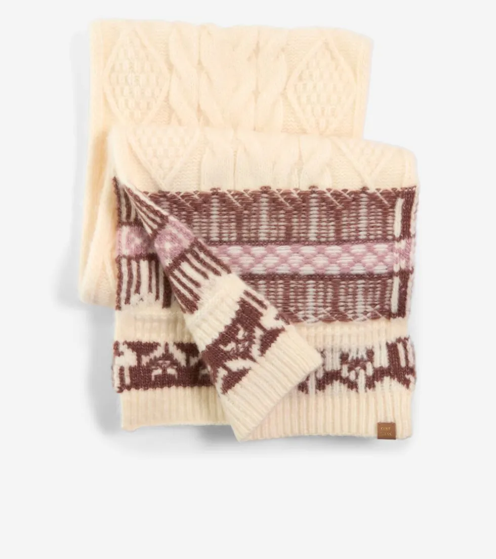 womens_reversible_fair_isle_scarf_2.webp Cole Haan Hats, Gloves, & Scarves | Hats, Gloves, & Scarves*Women's Reversible Fair Isle Scarf Natural